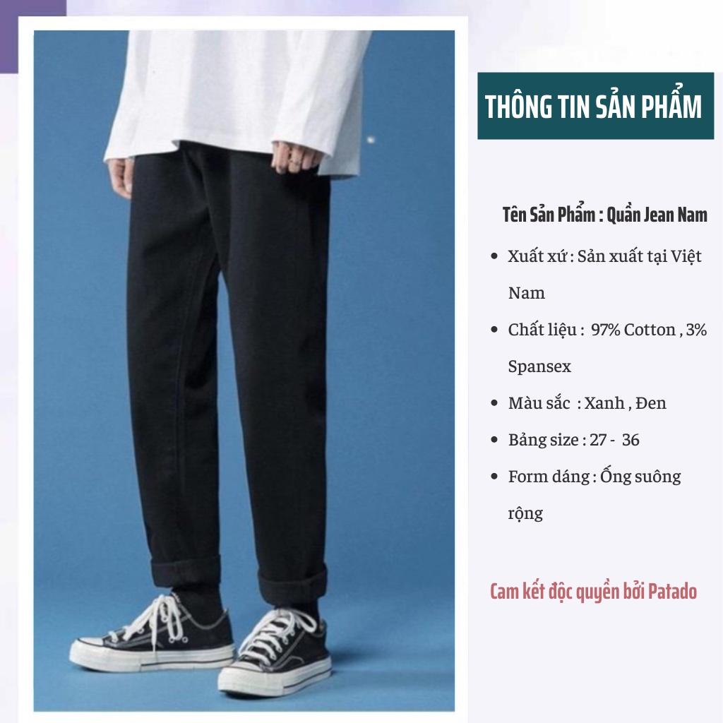 Quần baggy jean đen nam ống suông rộng vải jeans bò cao cấp Hot 2022