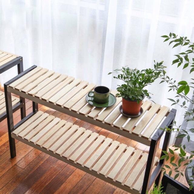 KỆ GIÀY DÉP 2 TẦNG BENCH KIỂU HÀN - MÀU ĐEN PHỐI GỖ