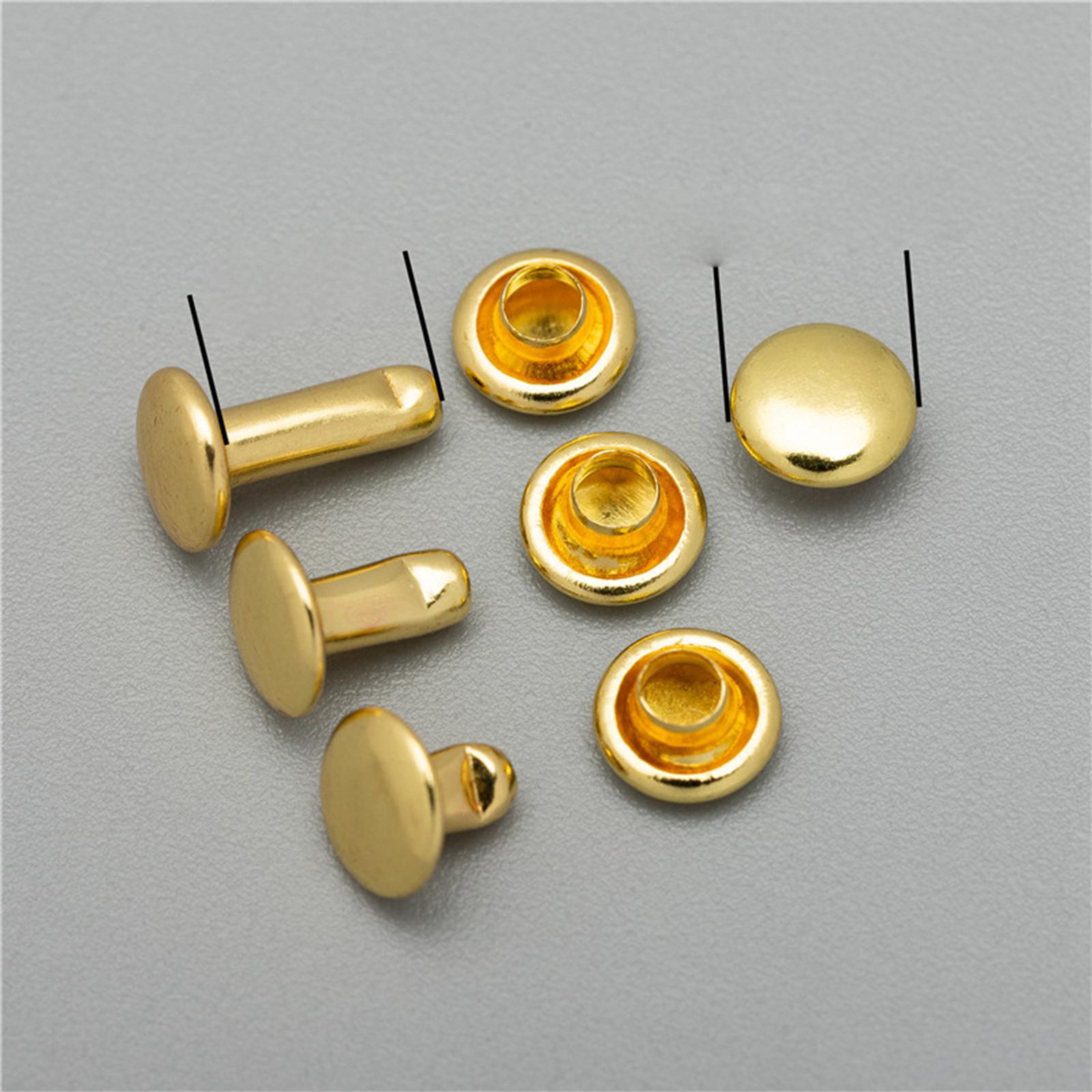 100Pcs Pure Brass Screw Rivets Double Caps Decorative Button Studs for Shoes Bag