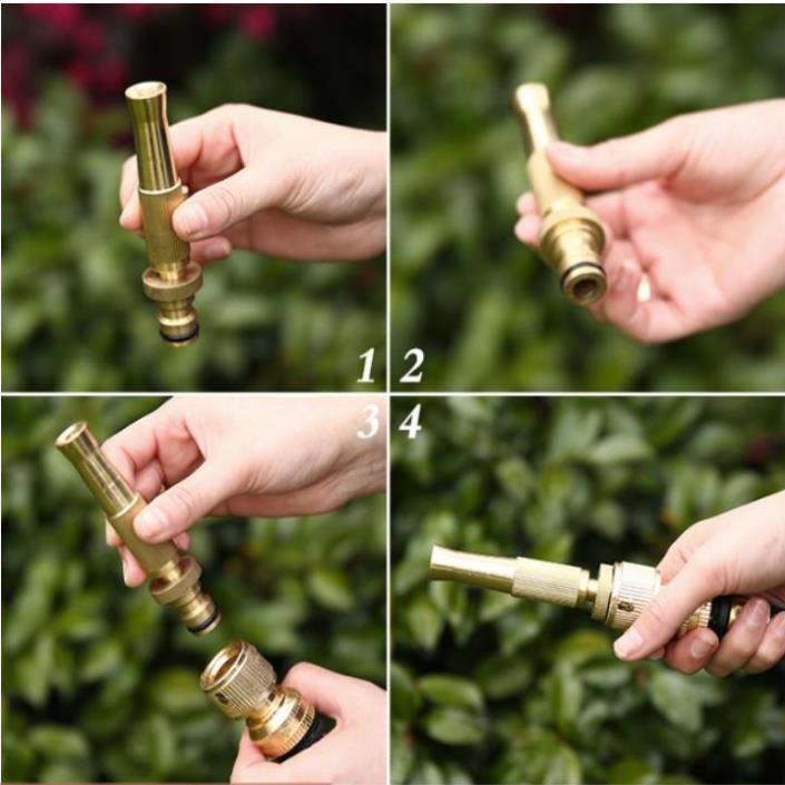 ️ Bộ dây vòi xịt nước rửa xe, tưới cây . tăng áp 3 lần, loại 7m, 10m 206587 đầu đồng, cút đồng