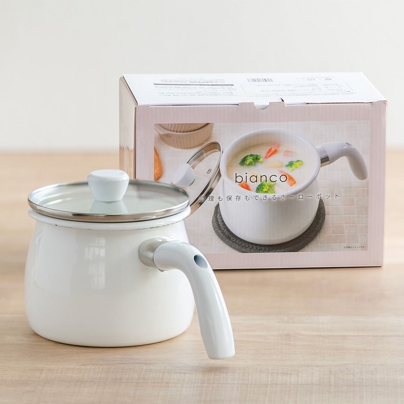 Nồi đa năng tráng men Pearl Metal Bianco 16cm (2.0L) - Hàng Nhập khẩu Nội Địa Nhật Bản