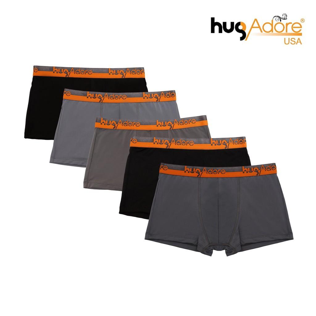 Combo 5 quần lót boxer nam xuất Mỹ, thun lạnh mặc mát, co giãn tốt - Sịp đùi nam mã HUG-018