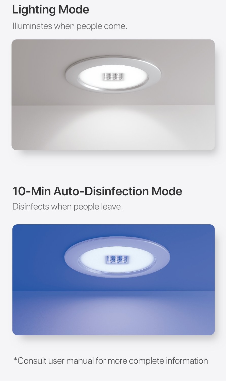 Đèn Led thang máy tích hợp UVC khử khuẩn tự động 3 trong 1- Đèn khử khuẩn thang máy downlight 5W - Hãng 59S - Hàng chính hãng