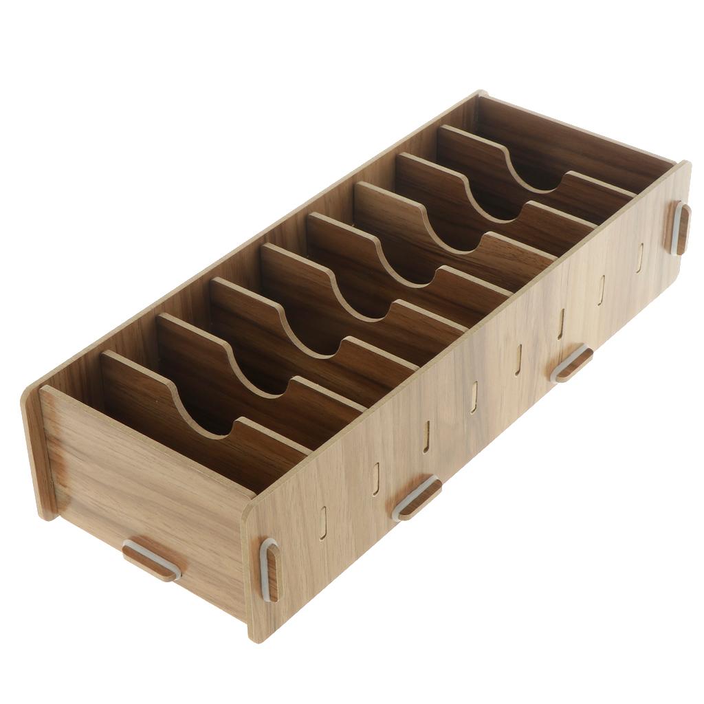 6X Wooden Card Holder, Card Case Storage Box Organizer for Office Cherry Wood