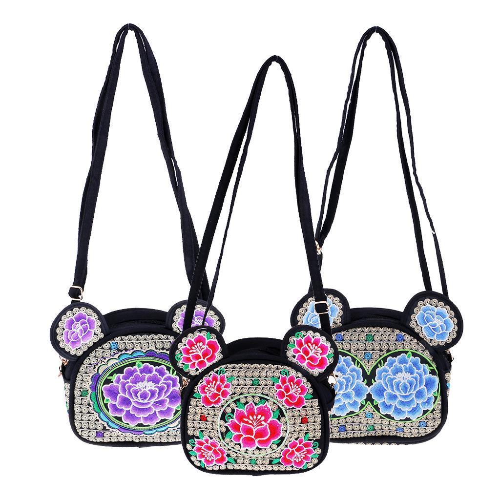 Peony Flower Embroidery Bag Retro Style Bag Embroidered Handbag Single Shoulder Female Shoulder Bag