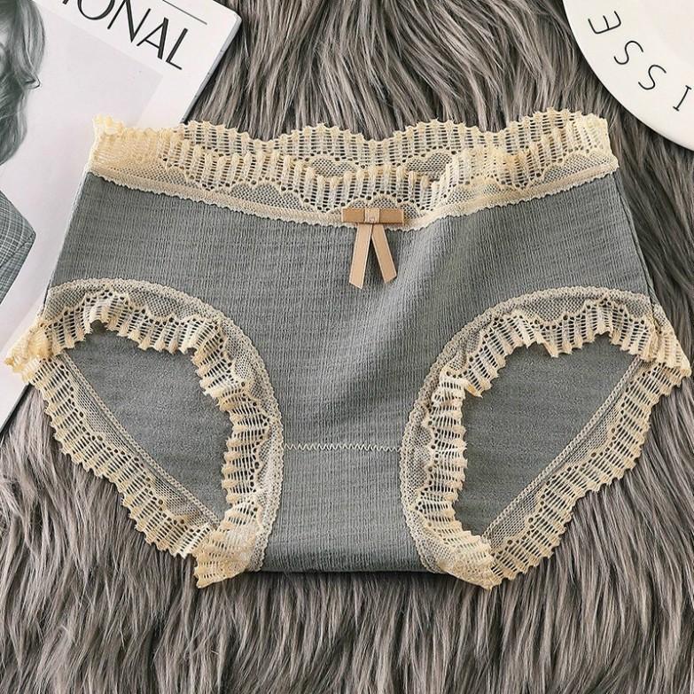 Quần Lót Nữ. Quần lót cotton gân tăm phối ren 257