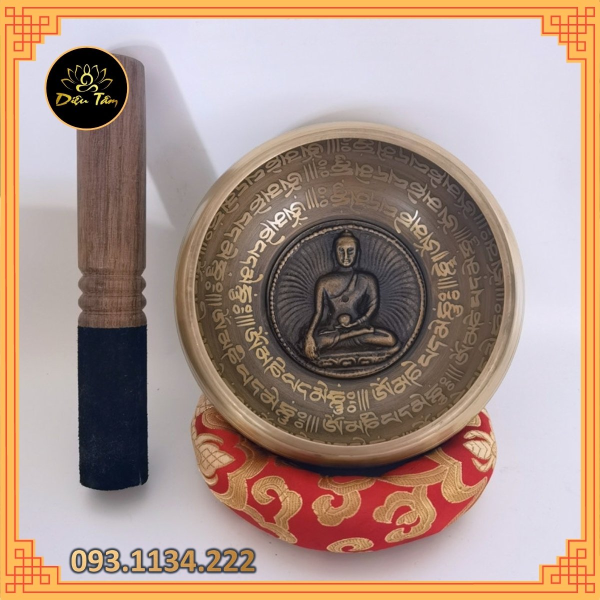 Chuông xoay nepal thủ công (handmade) hình Phật 13cm- 1 bộ ( set)