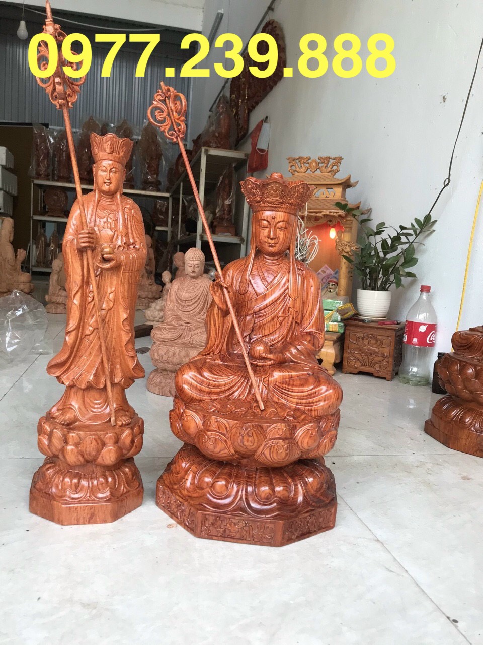 Tượng địa tạng gỗ hương 80cm