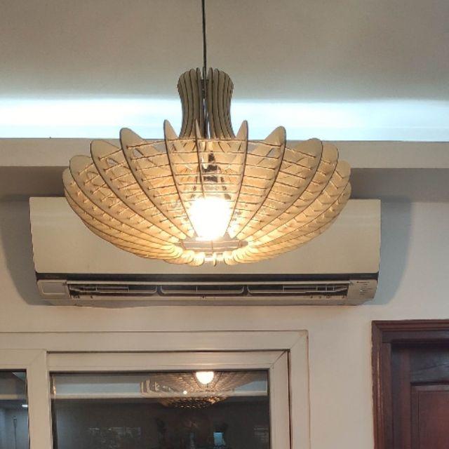 Mô Hình Đầu thú gỗ ghép trang trí Đèn gỗ trang trí thả trần
