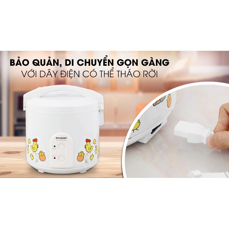 Nồi cơm điện Sharp KS-183TJV-CH-Hàng Chính Hãng