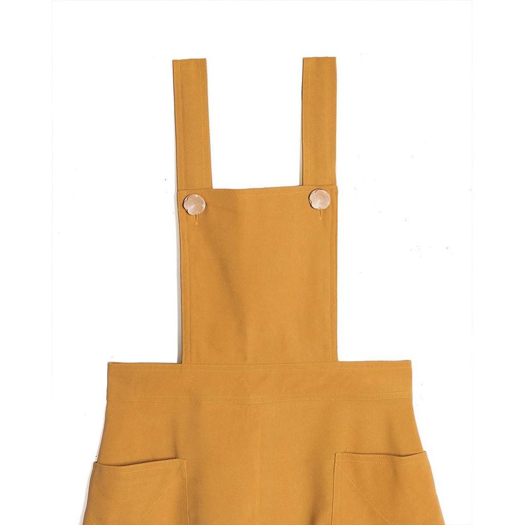 Set yếm yellow overall dress và áo sơ mi white basic