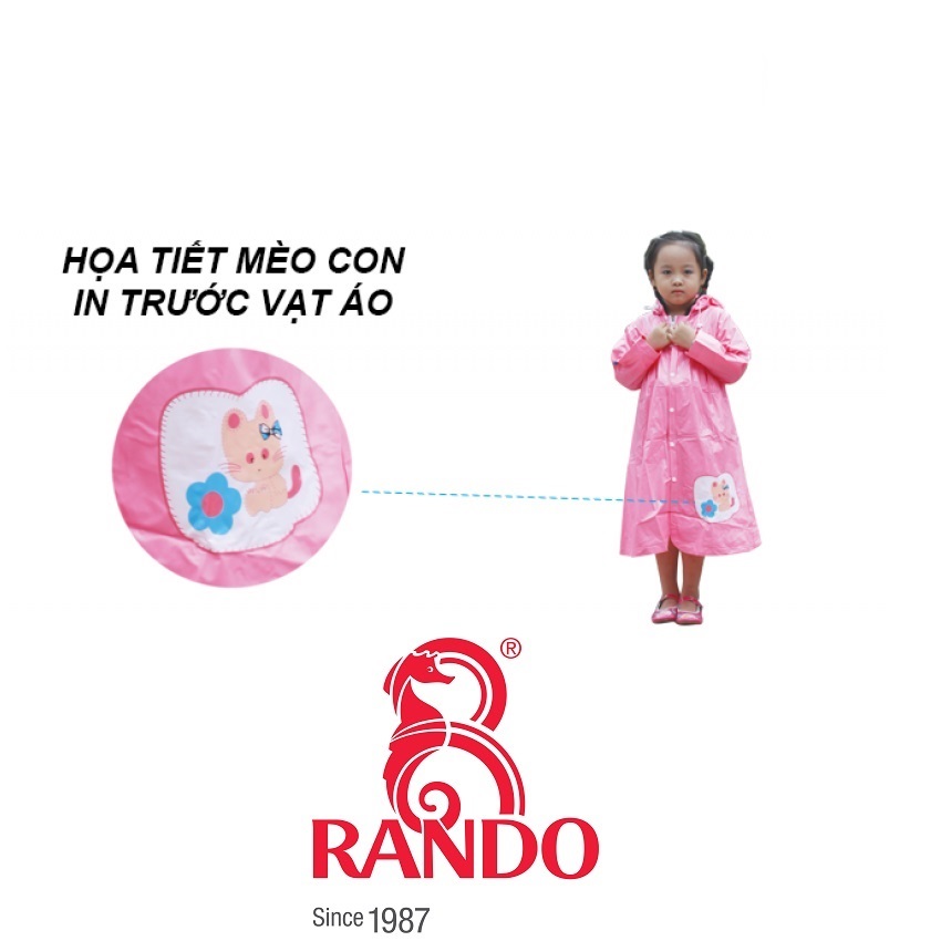 Hình ảnh Áo mưa trẻ em Mèo con Rando CPPS-11 từ Size 1 đến Size 6 tương đương với chiều cao từ 80 cm đếm 160 cm ( GIAO MÀU NGẪU NHIÊN)