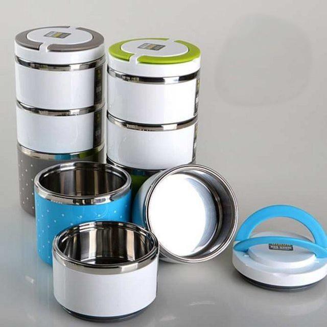 CẶP LỒNG INOX GIỮ NHIỆT CHẤM BI CÓ QUAI XÁCH 1-2-3 TẦNG