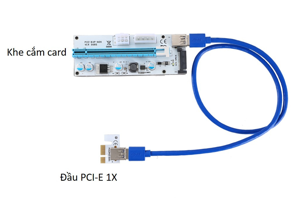 Dây riser PCI express 1X to 16X- USB 3.0 4pin 6pin version 8S D00-234