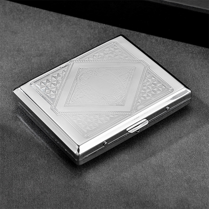 Hộp Đựng Thuốc 20 Điếu Lớn Ngắn Kẹp Kim Loại Hình Thoi