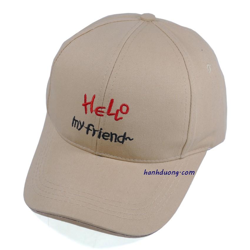 Nón kết Hello my friend mũ lưỡi trai nữ đẹp thời trang, chất liệu vải cotton thoáng mát, khóa xịn cao cấp