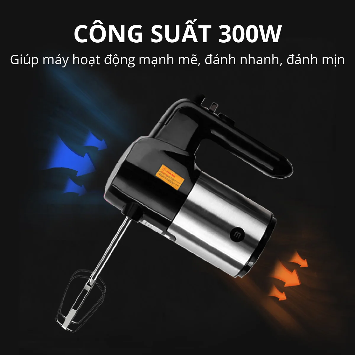 Máy đánh trứng Mishio MK215 300W - 5 tốc độ, đi kèm que đánh bột và đánh trứng - Hàng chính hãng