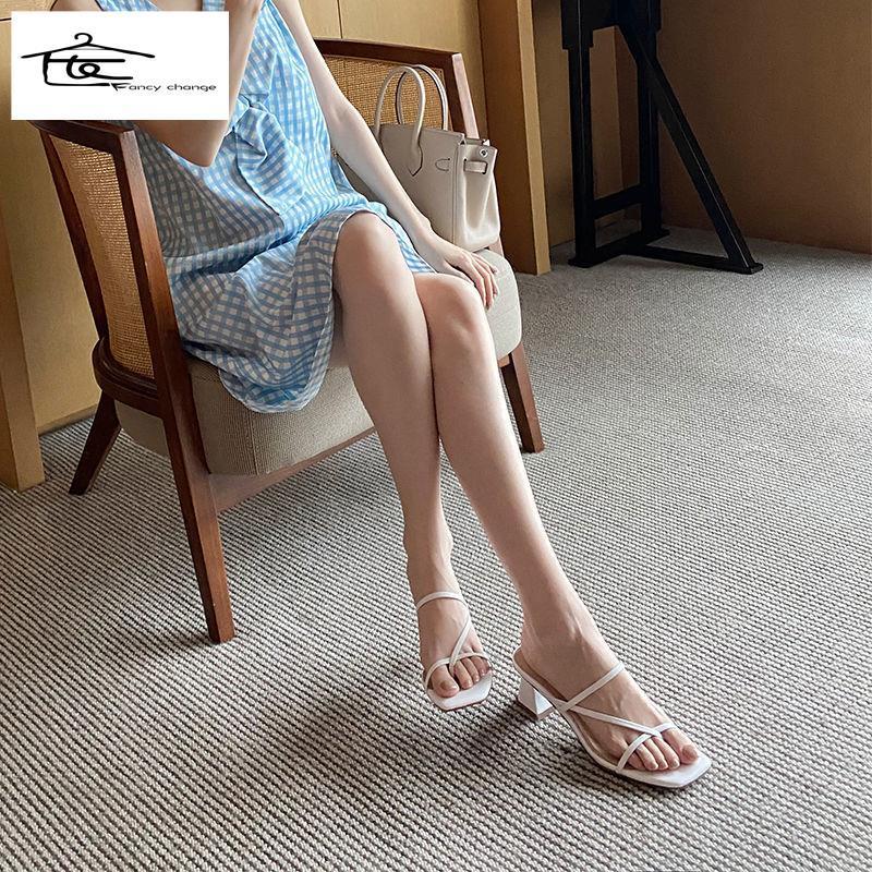 Giày Sandal Cao Gót 2022 Bằng Da Thật Đế Dày Mềm Mại Thời Trang Mùa Hè
