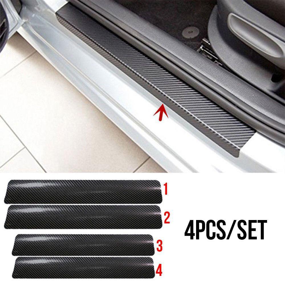 Bộ 4 Miếng Dán Màu Đen Họa Tiết Sợi Carbon 3D Chống Trầy Cho Cửa Xe Hơi