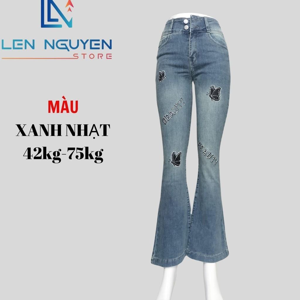 L6_Quần jean nữ, loe, lưng cao, quần bò nữ dáng ôm, quần rin nữ có big size, cho 42kg đến 75kg