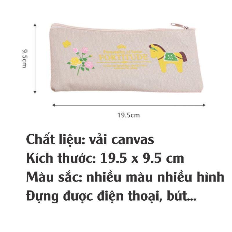 Túi đựng bút vải canvas nhiều hình dễ thương