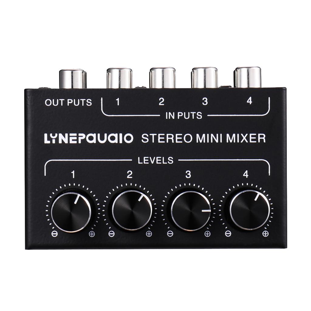 Mini Stereo Mixer 4 Channel Audio Mixes 4 in 1 Out for Desktop Laptop Phones