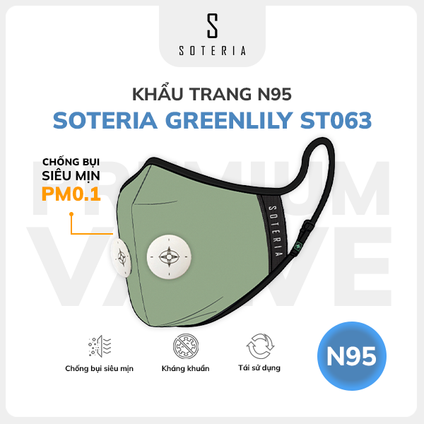 Khẩu trang thời trang Soteria Greenlily ST063 - N95 lọc 99% bụi mịn 0.1 micro