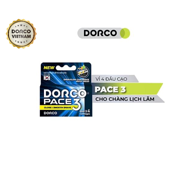 Vỉ 04 Đầu Cạo Râu 3 Lưỡi Dorco Pace 3 TRA 4040-PP