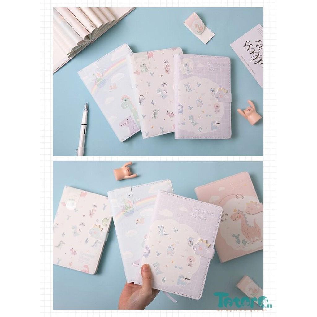 Sổ tay da A5 trang trí từng trang Khủng Long Pastel Tinh Nghịch kèm bookmark