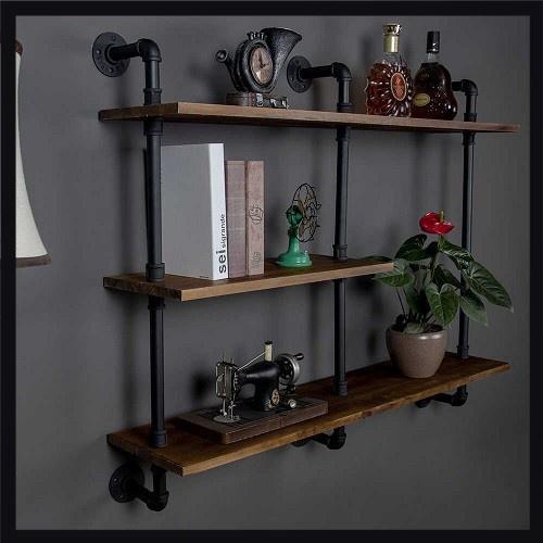 Kệ ống nước treo tường vintage, kệ ống nước trang trí chất liệu ống sắt cao cấp decor phòng đẹp, quán cà phê