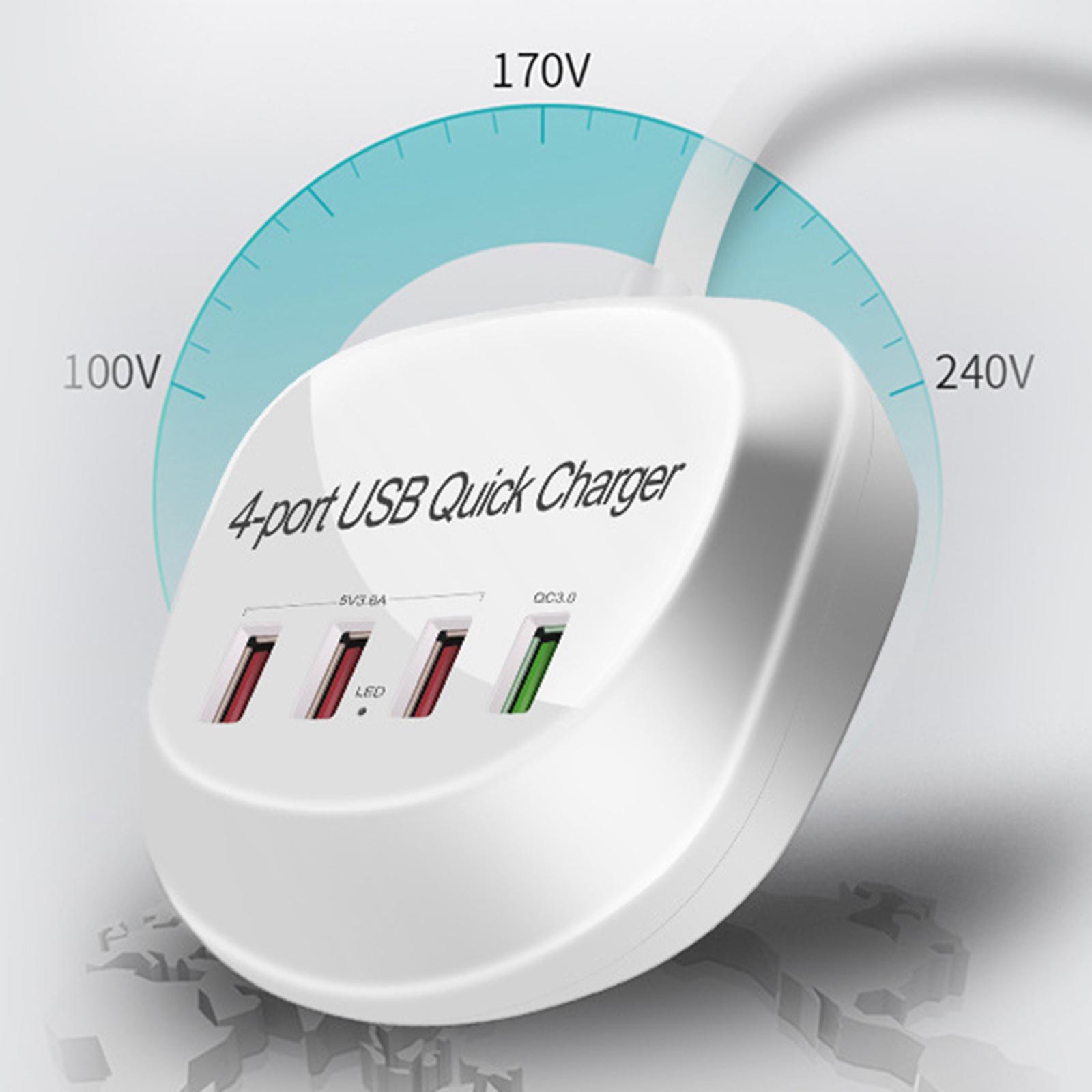 USB Charger Hub with 3.0 4 USB Ports Compact Plug-US