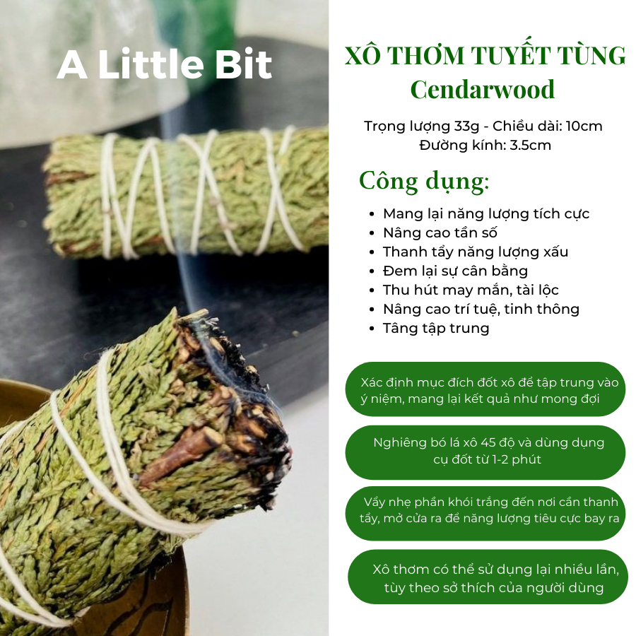 Xô thơm tuyết tùng  - Bó xô thơm Tuyết Tùng tăng cường năng lượng tích cực, nâng cao cảm xúc - A Little Bit