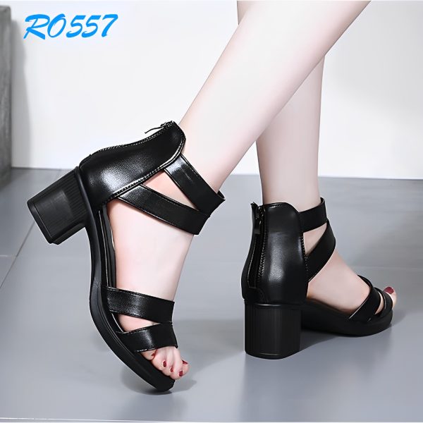 Giày sandal cổ cao gót vuông ROSATA RO557 cao 5p - đen - HÀNG VIỆT NAM - BKSTORE