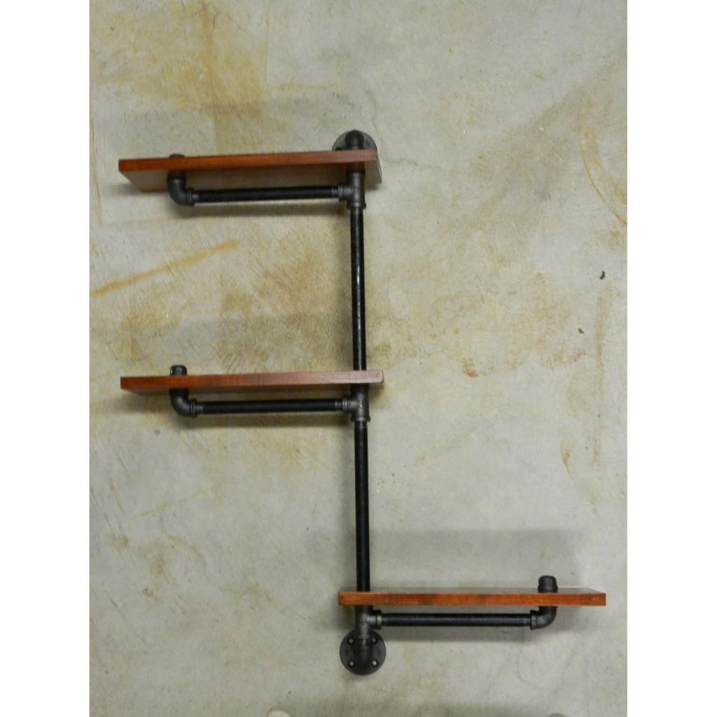 Kệ treo tường ống nước 3 tầng, kệ ống nước trang trí phòng khách chất liệu ống sắt cao cấp
