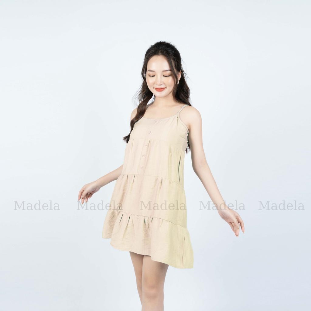 Váy đầm ngủ 2 hai dây mặc nhà sexy Madela Đũi Lụa Tơ Hàn, chất vải mềm mịn thoáng mát cho mùa hè, có nhiều màu lựa chọn - VDD02