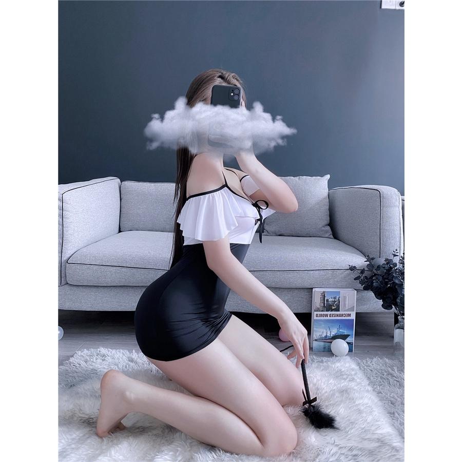 Đầm ngủ sexy cosplay thư ký ôm body gợi cảm váy 2 dây nữ văn phòng khoét ngực quyến rũ BIKI HOUSE N713 - Hỏa Tốc - HCM