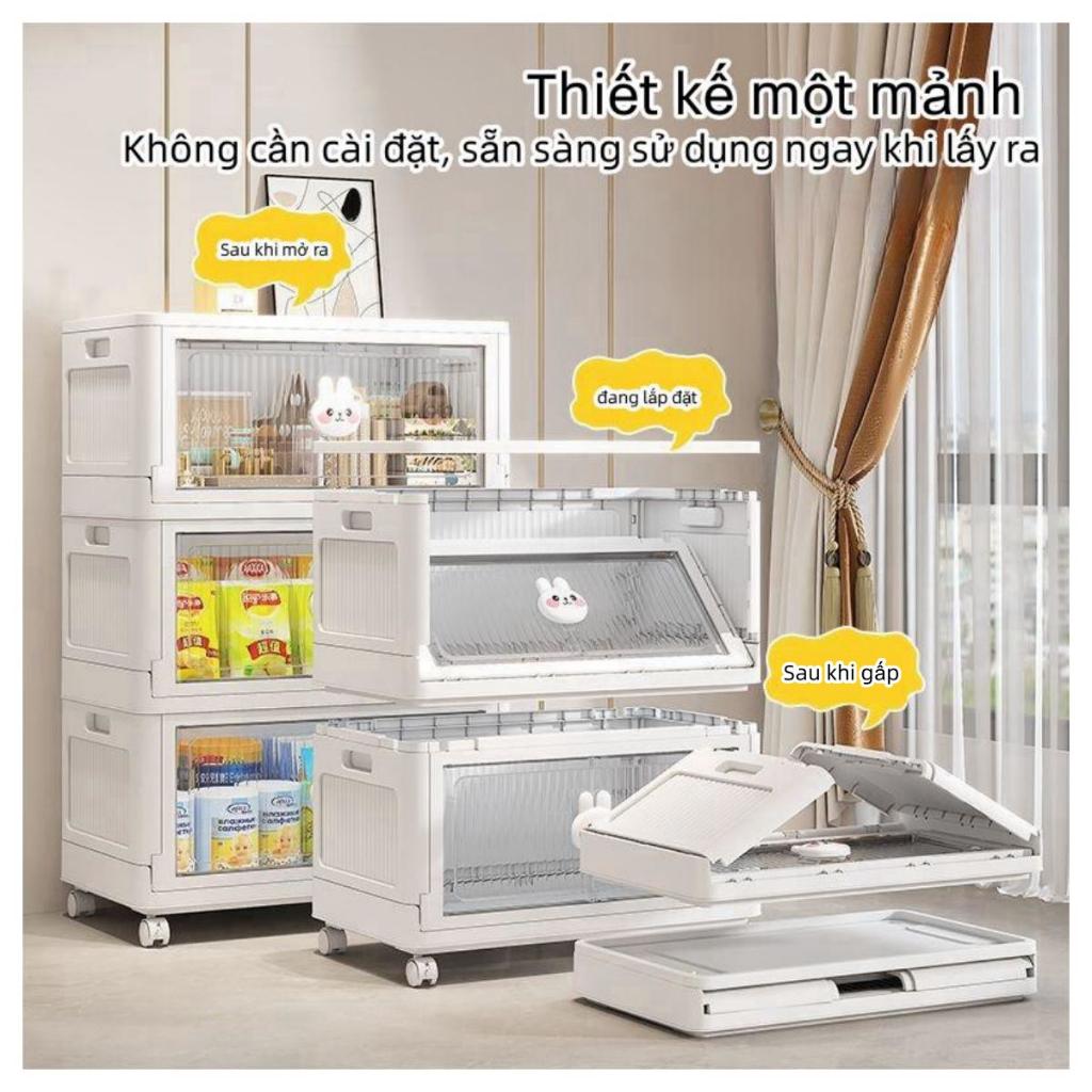 Tủ đựng đồ gấp gọn hoạt hình, tủ nhựa đựng đồ lắp ghép xếp gọn ngang 60cm, không cần lắp đặt, khả năng chịu tải mạnh