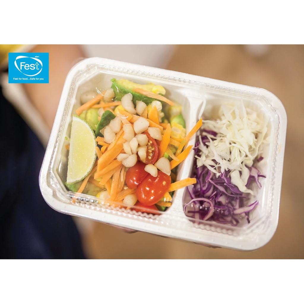 Combo hộp bột giấy dùng 1 lần nắp nhựa PET đựng salad, thức ăn các loại size 600ml