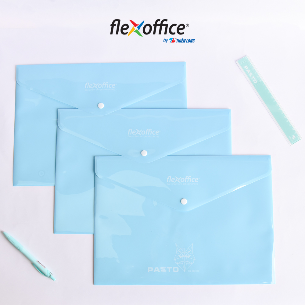 Combo 10 Bìa nút Pazto màu Pastel F4 Thiên Long Flexoffice FO-CBF010 - Màu ngẫu nhiên