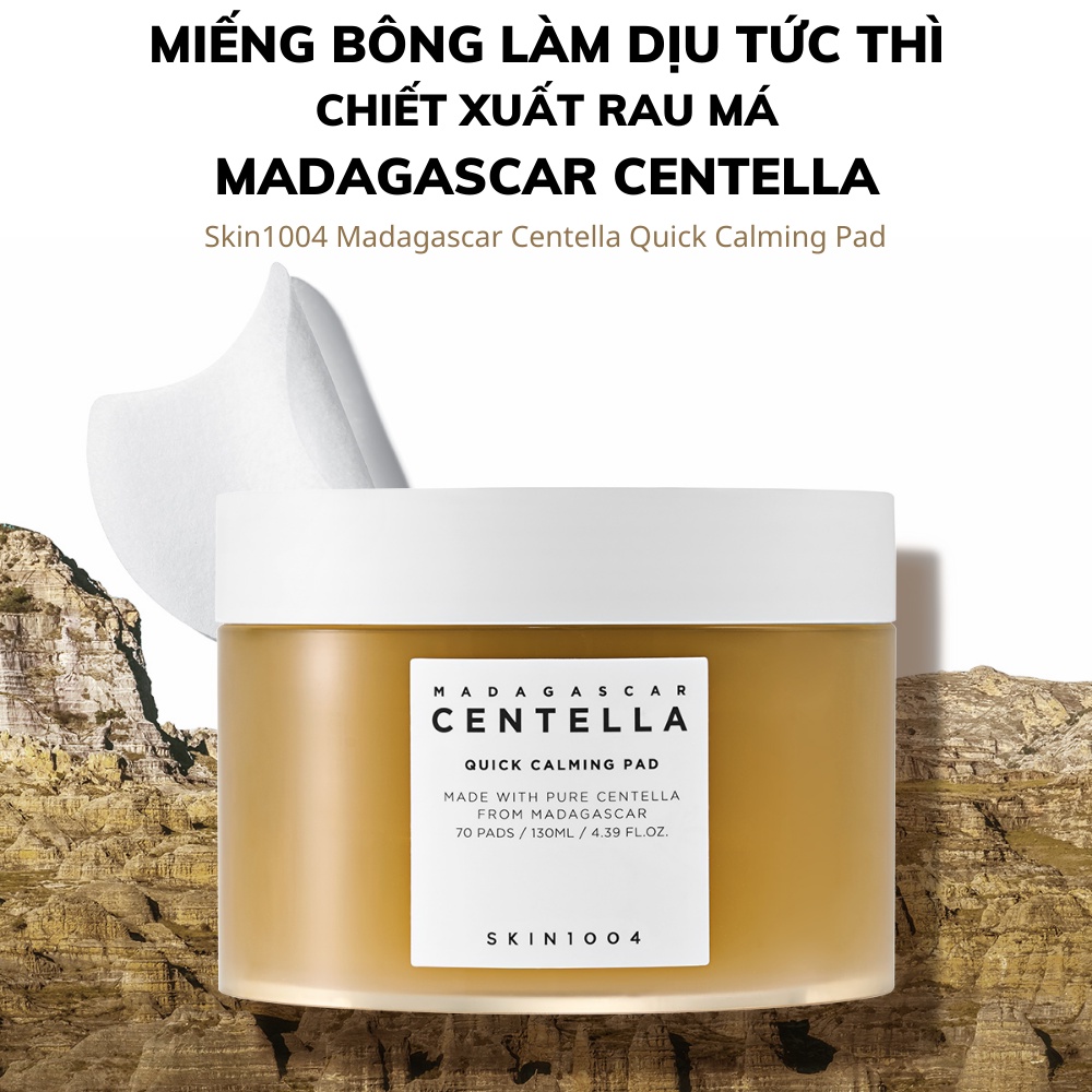 [70 Miếng] Toner Pad Dưỡng Ẩm, Làm Dịu Da Chiết Xuất Rau Má Skin1004 Madagascar Centella Quick Calming Pad