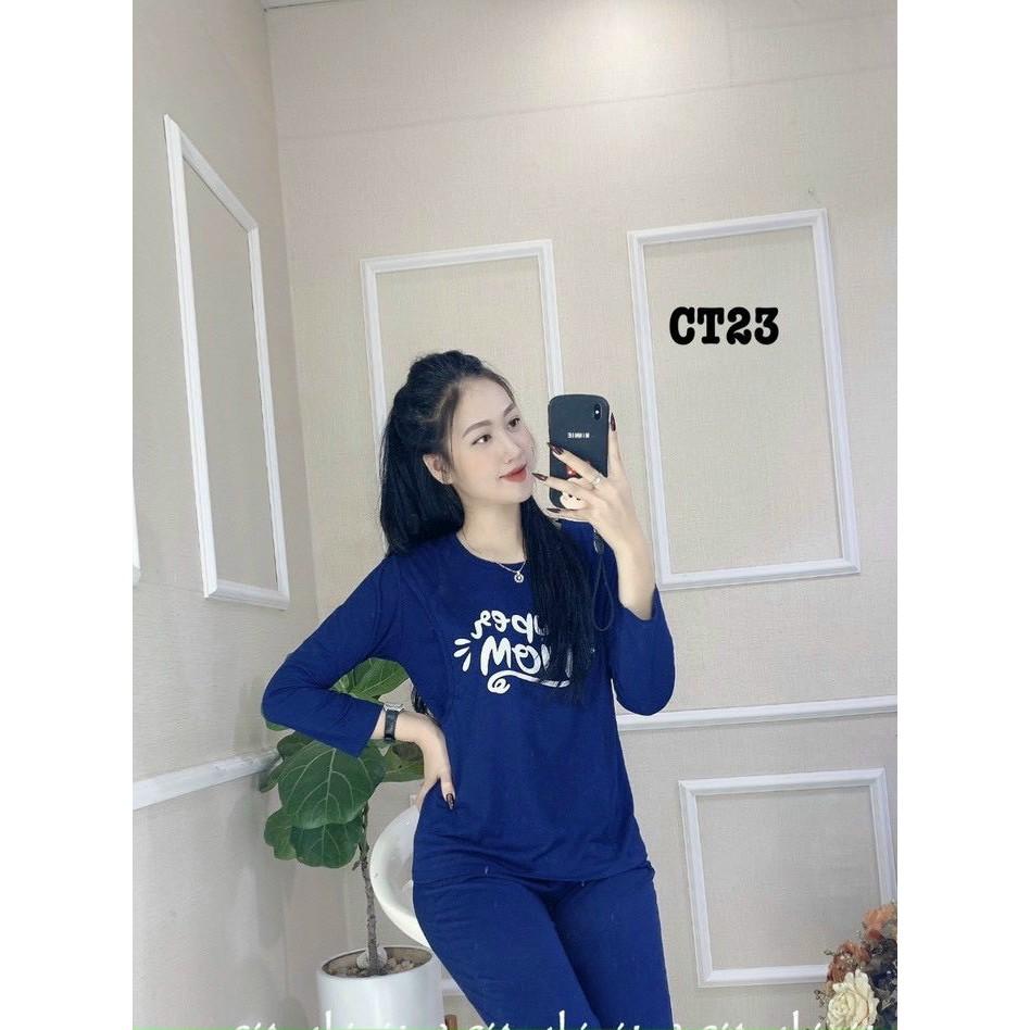 Bộ đồ bầu sau sinh mặc nhà Hàn Quốc, chất cotton, thoáng mát, tiện cho mẹ ty, size to
