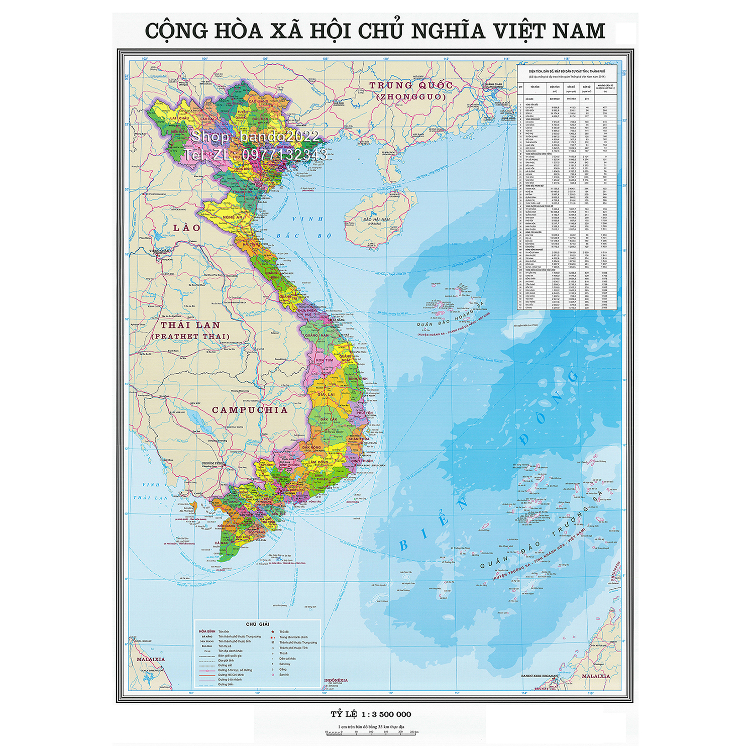Bản đồ Việt Nam khổ A1 KT 50cm x 70cm
