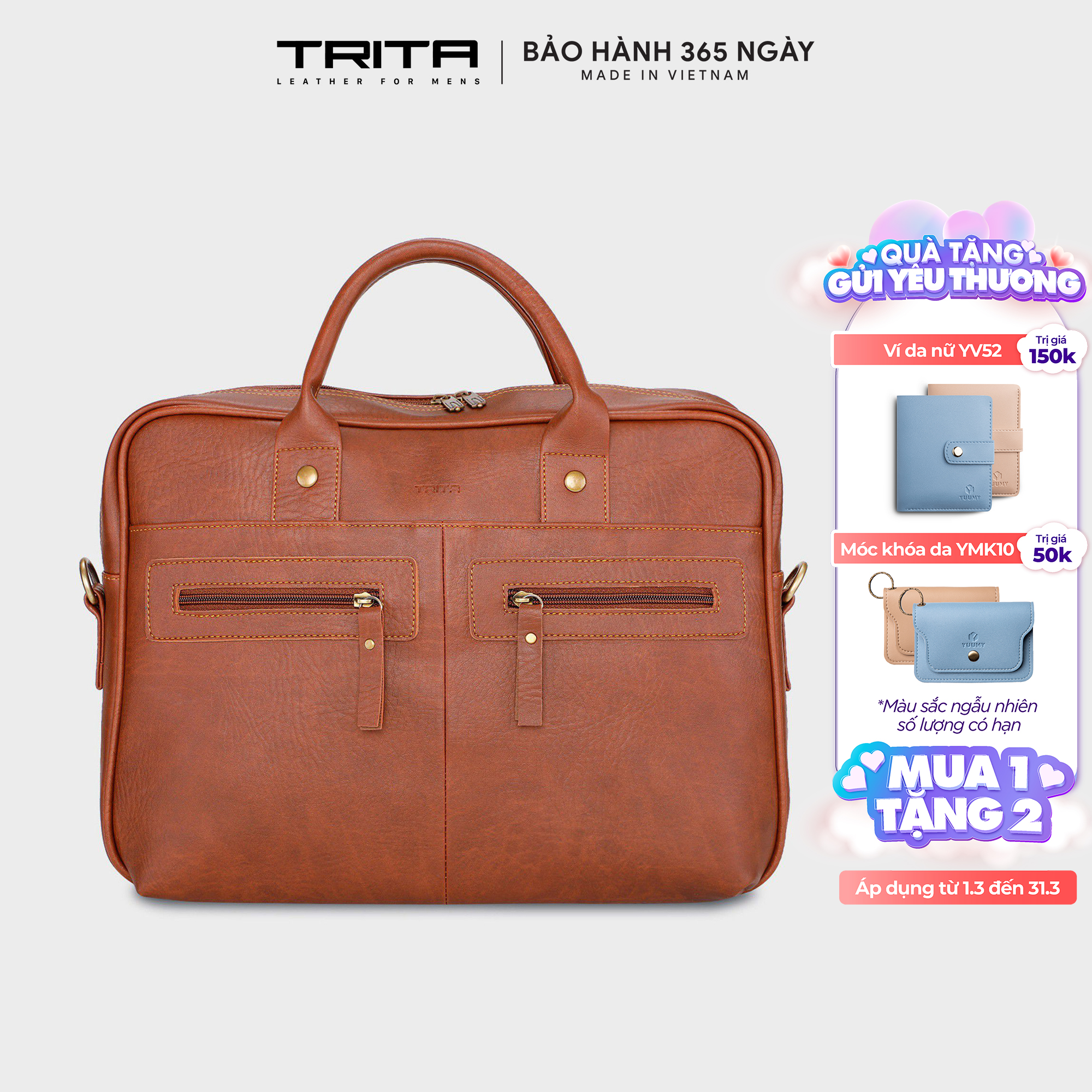 Cặp công sở Trita ( Thời trang nam vừa laptop 14.6 inch - Cặp da TCA1 )