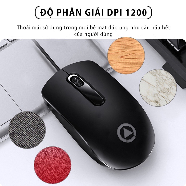 Chuột máy tính có dây TEKKIN G9 giá rẻ gaming văn phòng 1200DPI công thái học làm việc và chơi game cho pc laptop - hàng chính hãng