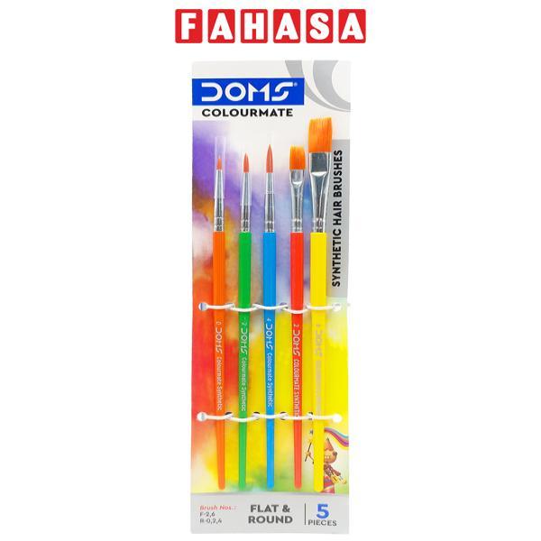 Bộ 5 Cây Cọ Vẽ Tổng Hợp Flat &amp; Round - DOMS Colormate 8339