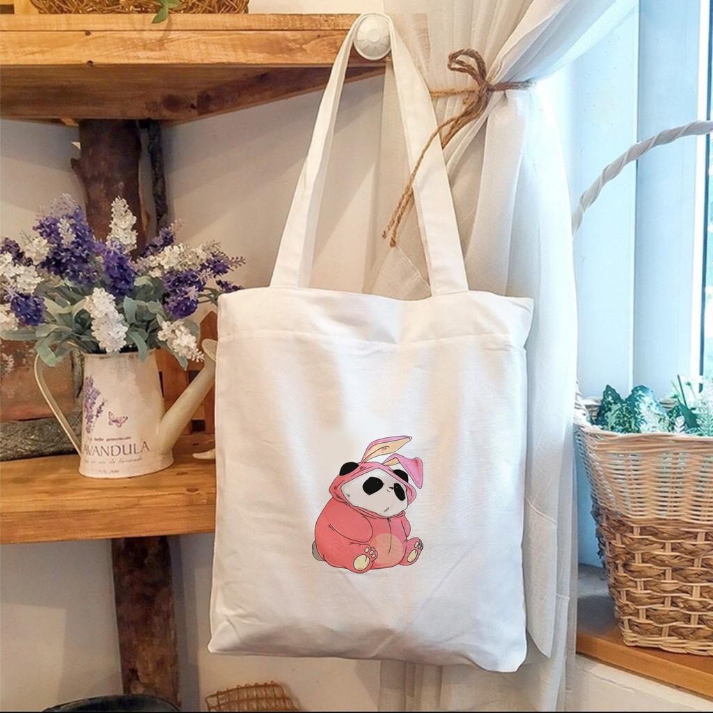 Túi Vải Tote Đeo Vai Đi Học Đi Làm Đi Chơi Hình GẤU PANDA SIÊU DỄ THƯƠNG - Túi Canvas Du Lịch Thời Trang mã TA053