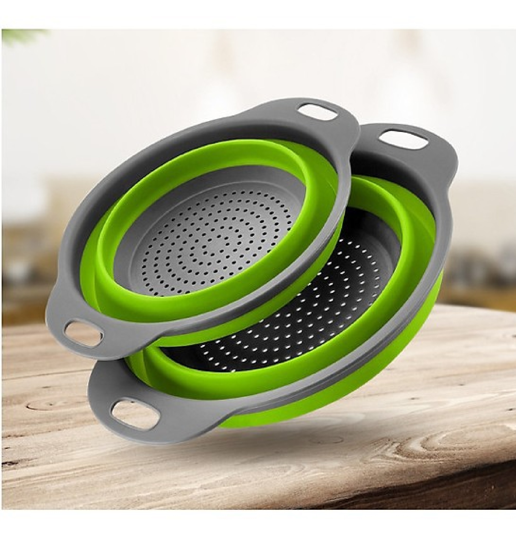 Rổ silicon gấp gọn tiện lợi (đường kính 22cm có quai 30cm)