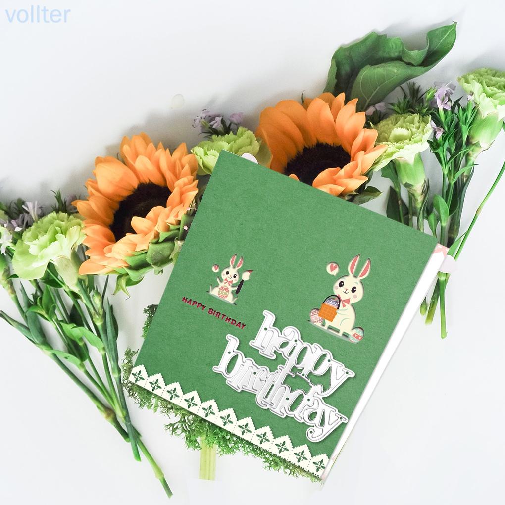 Khuôn cắt giấy làm từ thép Carbon hình chữ Happy Birthday trang trí Scrapbook