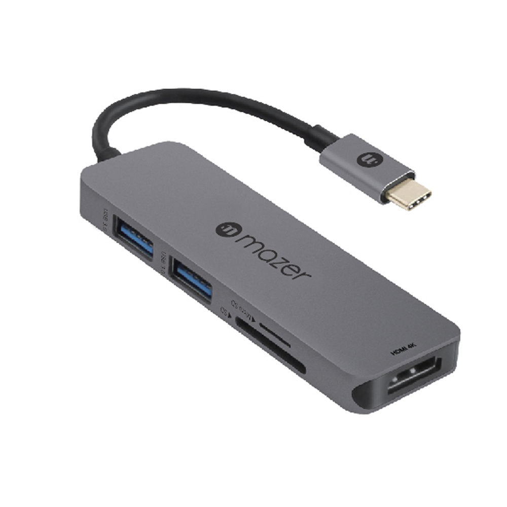 Cổng Chuyển Đổi Mazer USB-C to HDMI4K + USB 3.0X2 + SD/Micro SD Adapter - hàng chính hãng