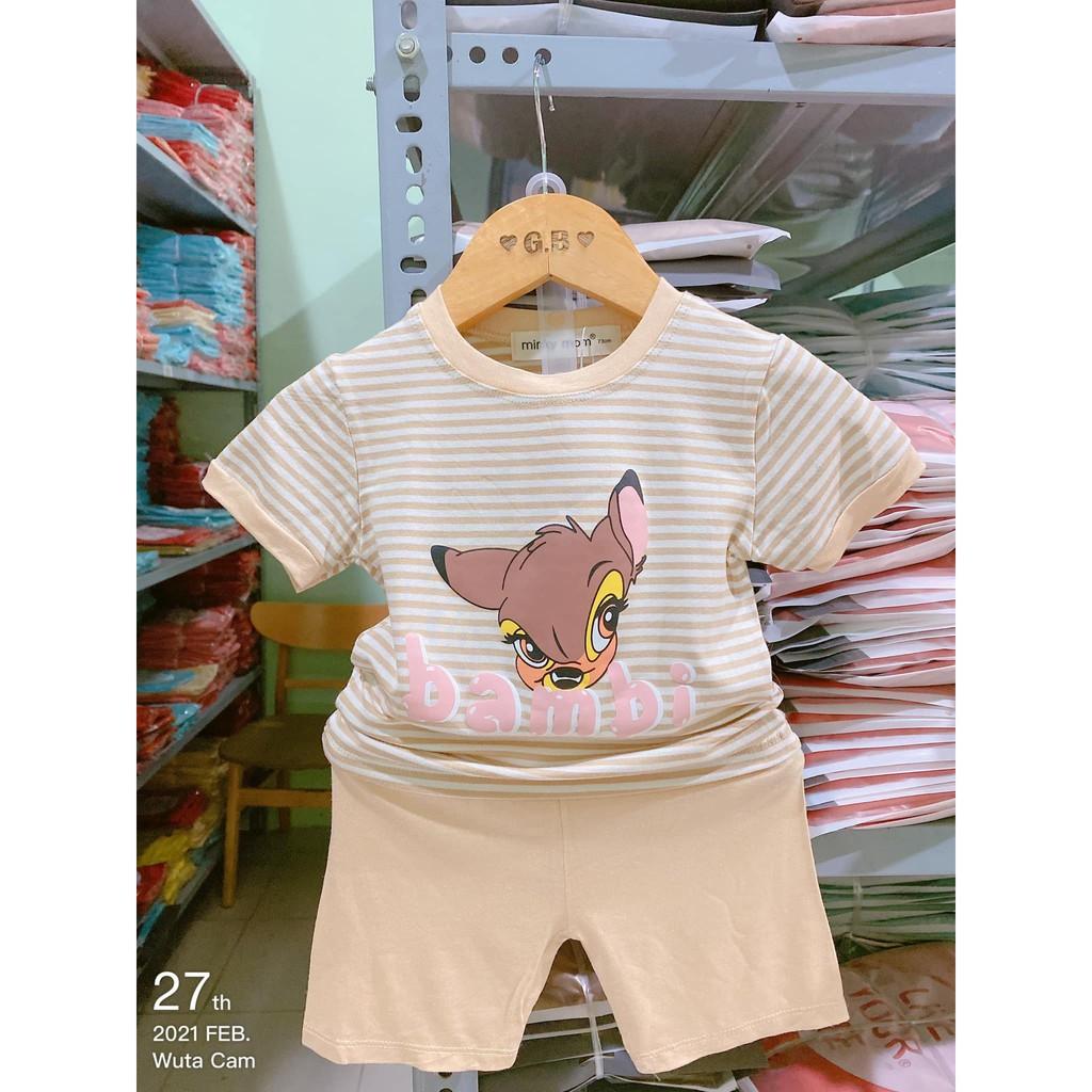 Bộ cộc tay cho bé bộ cộc tay SỌC IN HOẠT HÌNH ngộ nghĩnh cho bé trai bé gái Chất thun lạnh cao cấp siêu mềm mịn
